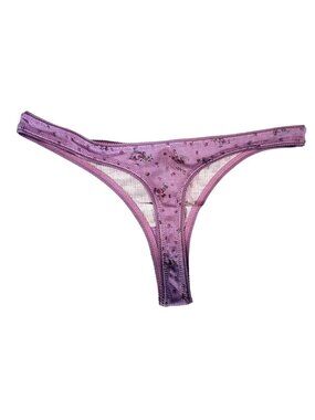 Free People Intimately Purple Floral Soft semi-sheer lace material  Thong Size L